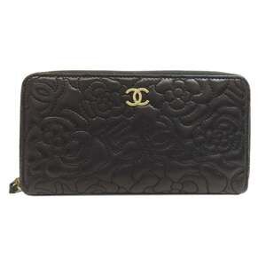 CHANEL Black Lambskin Leather Wallet